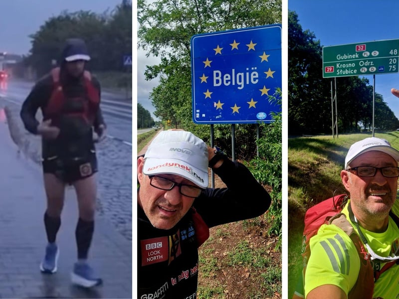Some snaps of Greg enduring various weather conditions during the challenge.