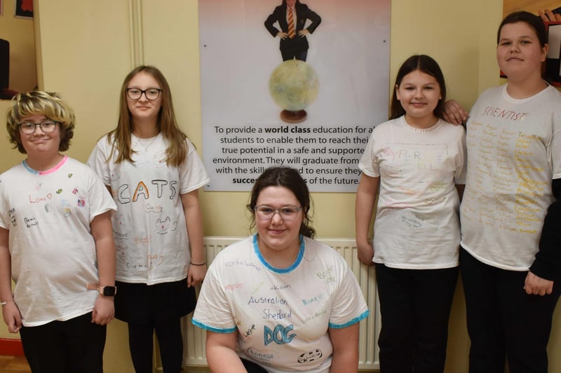 Students at Haven High wore self-made 'vocabulary' t-shirts to mark World Book Day on Thursday.