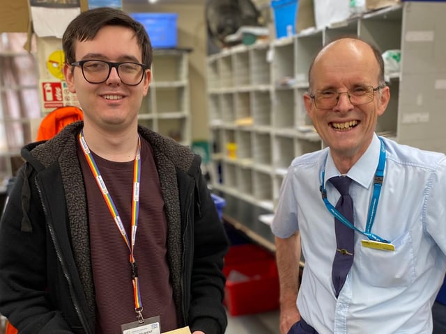 Joseph Rose has just started his placement in the Post Room at Lincoln County Hospital with Andrew Grace and the team
