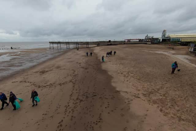 The beach clean started at Skegness Pier.