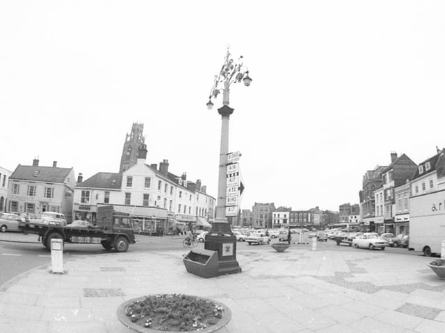 Another photo of the Five Lamps from the Boston Standard archives. This was taken by Standard photographer Gary Atkinson using a fish-eye lens, also in 1968.