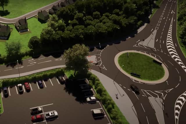 A still from the fly-through video of how the road improvements will look.