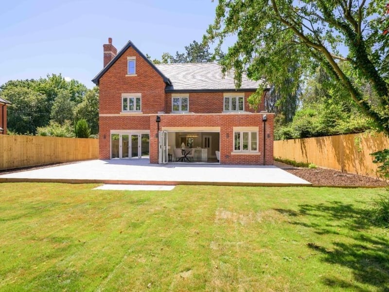 The rear of the home.