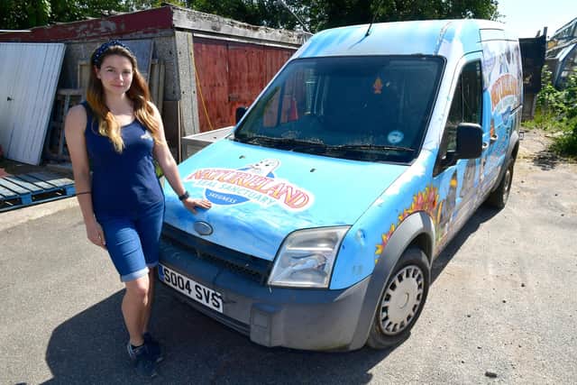 Skegness Natuireland director Daisy Yeadon with the rescue van that needs replacing.