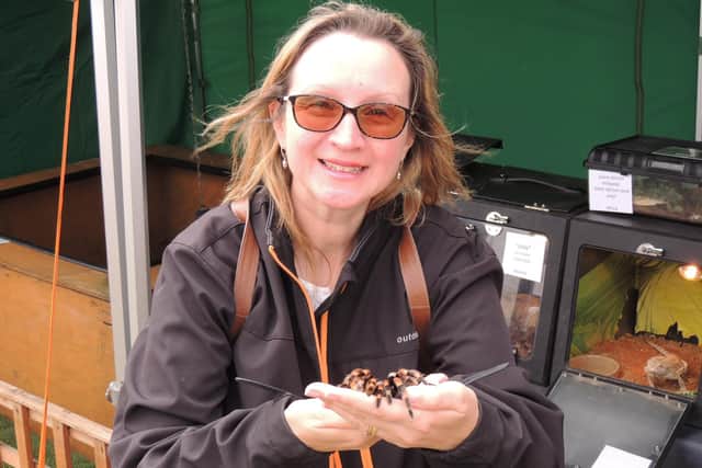 Karen Tidswell, of Grimsby, visits the exotic animal stall at Carrington Rally.