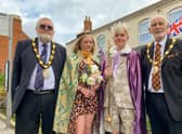 The Royal party, Carnival Queen Annabelle and King Felix with Mayor Coun Holland and Deputy Mayor, Coun Russell
Lacey, Kaynan, Molly, Jayden and Jack