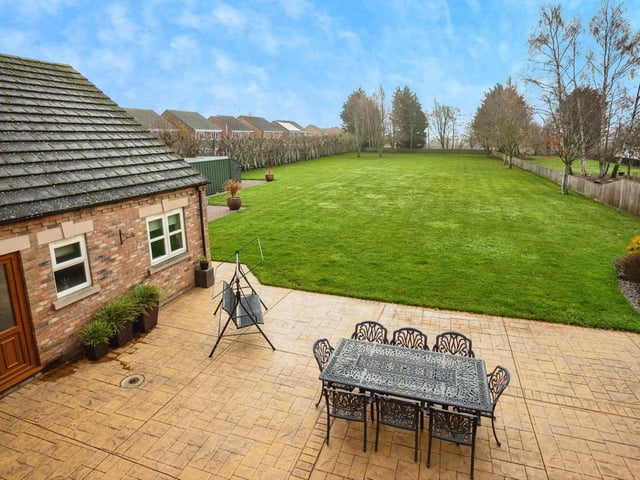 The rear of the home.