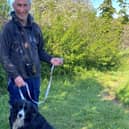 Kev Wilson, Coastal Officer with Lincolnshire Wildlife Trust with family dog Chester