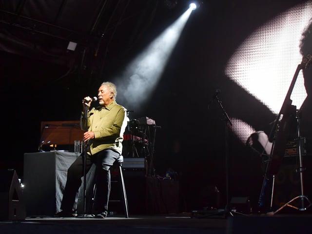 Sir Tom in concert on Saturday. Photo: David Dawson
