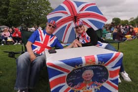 Full patriotic spirit from Dave and Tina Smith of Osbournby at the King's Coronation event in Sleaford.