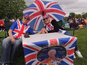 Full patriotic spirit from Dave and Tina Smith of Osbournby at the King's Coronation event in Sleaford.