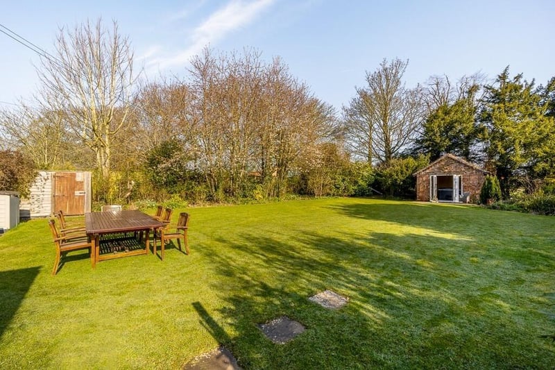 The garden with studio in the distance.