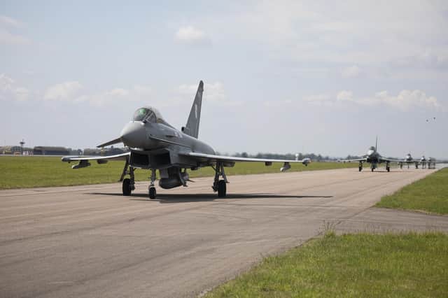 Typhoons taking off at RAF Coningsby. © UK MOD Crown Copyright 2022