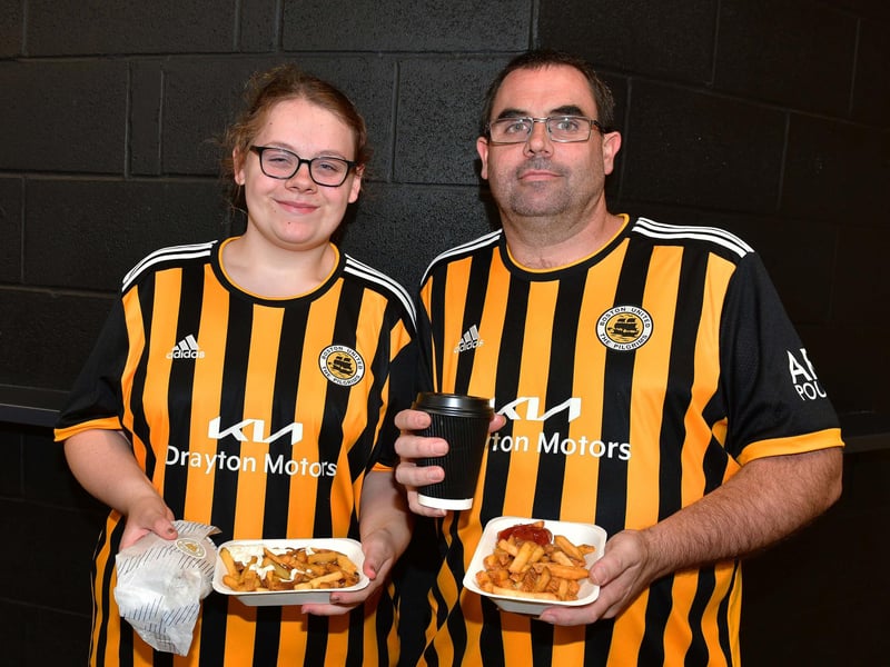 Boston United supporters Evie Kitchen and David Kitchen.