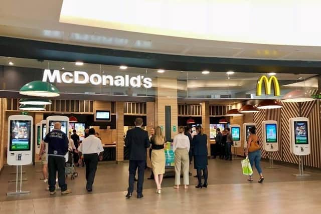 McDonald's at Meadowhall is offering take-out and delivery. Picture taken before social-distancing