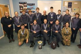 The Sleaford Air Cadets swimming team with their silverware.