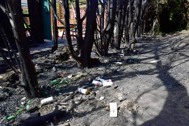 The burnt ditch where residents have found drug-taking paraphernalia and beer cans.