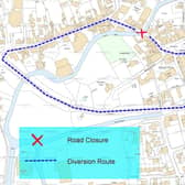 The diversion route during Bridge Street closure.