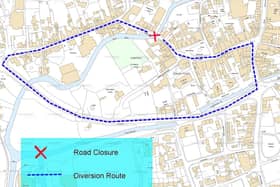 The diversion route during Bridge Street closure.