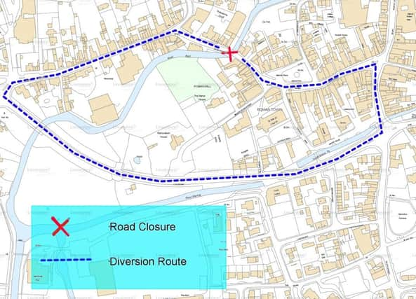 The diversion route during Bridge Street closure.