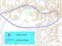 The diversion route during Bridge Street closure.