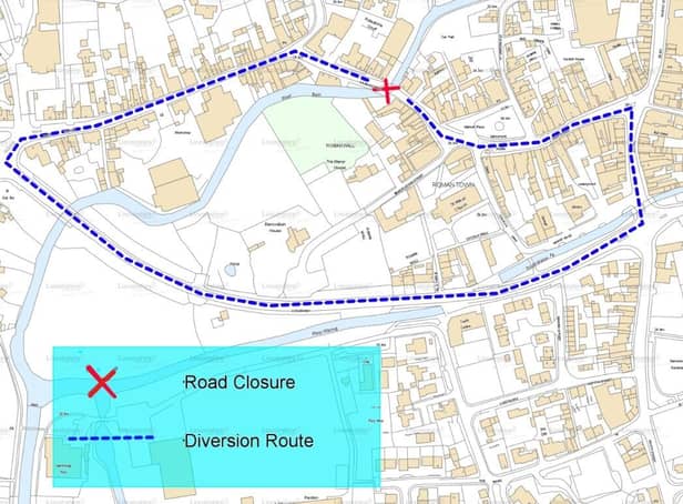 The diversion route during Bridge Street closure.