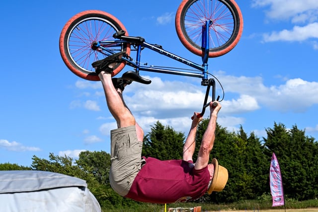 Chris Close gets airborne on the jump ramp. Photo: Richard Howes Photography
