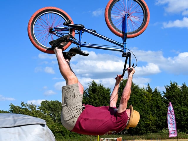 Chris Close gets airborne on the jump ramp. Photo: Richard Howes Photography
