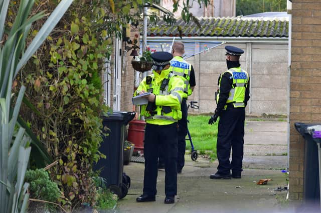 Police pictured at the scene of the incident in Fold Hill, Friskney on Wednesday morning.
