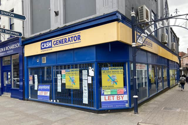 The former Cash Generator, in High Street, along Emery Lane, Boston.