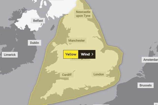 The weather warning is in place from 9pm on Wednesday