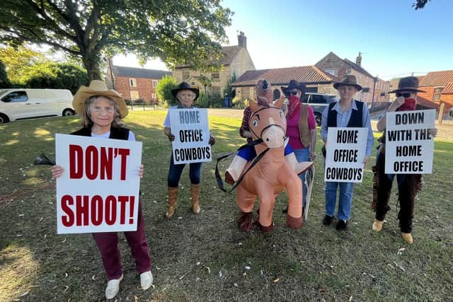 The RAF Scampton cowboy protest. (Photo by: James Turner/Local Democracy Reporting Service)