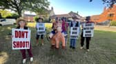 The RAF Scampton cowboy protest. (Photo by: James Turner/Local Democracy Reporting Service)