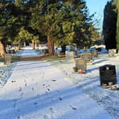 Spilsby cemetery in the snow, by Nikki Lamb.