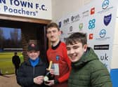 Travis Portas collects his man-of-the-match award.