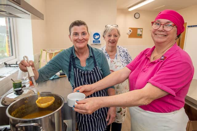 Angie Cotterill, Jacqui Loveridge and Pat Nugent aka the 'Soup Dragons'.