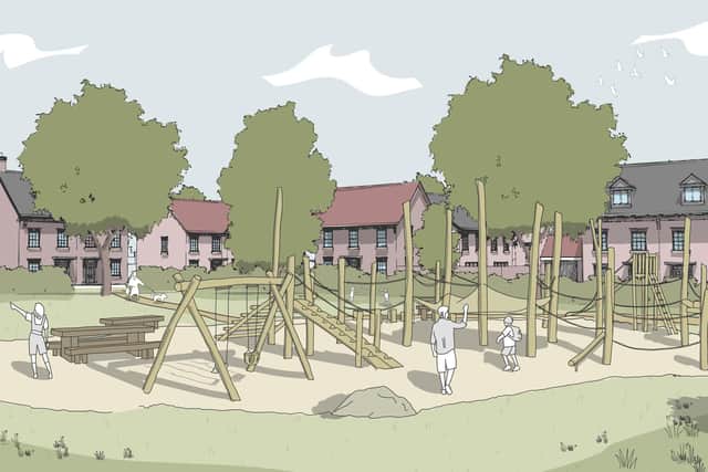 Open space and play area as part of the Legbourne Road development plan. Image: RG+P