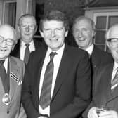 John Motson, pictured in 1987, as the guest of honour at the Probus Club of Boston.