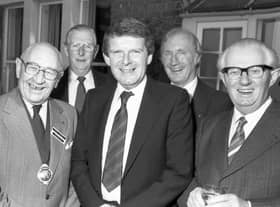 John Motson, pictured in 1987, as the guest of honour at the Probus Club of Boston.