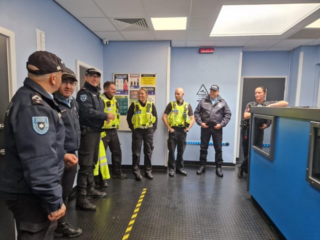 The patrol in Skegness began with a tour of the police statopn's new custody suite.