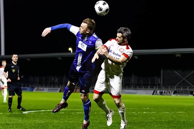 Kallum Smith (right) battles with Lee Beeson during the Lincs Senior Trophy final in April 2024 – photo: (c) Steve Davies
