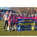 Title winning Gainsborough Trinity Ladies celebrate winning the title away at Sherwood