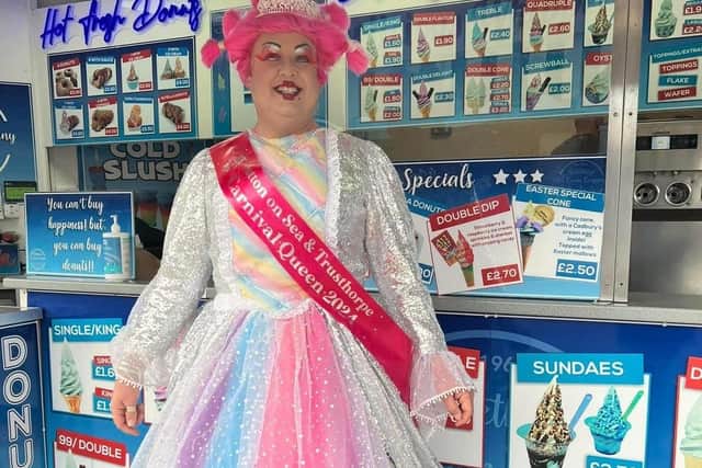Rob Ives, Sutton on Sea and Trusthorpe's new Carnival Queen.