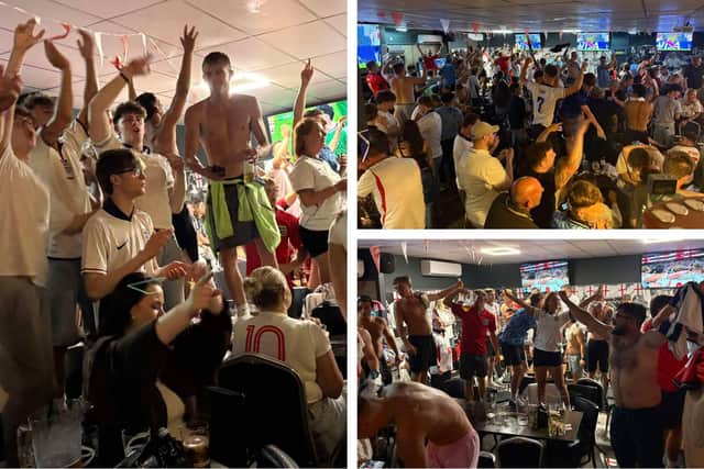 England fans at Kirton Leisure Centre enjoying England's win over Mexico in the previous round of the competition.