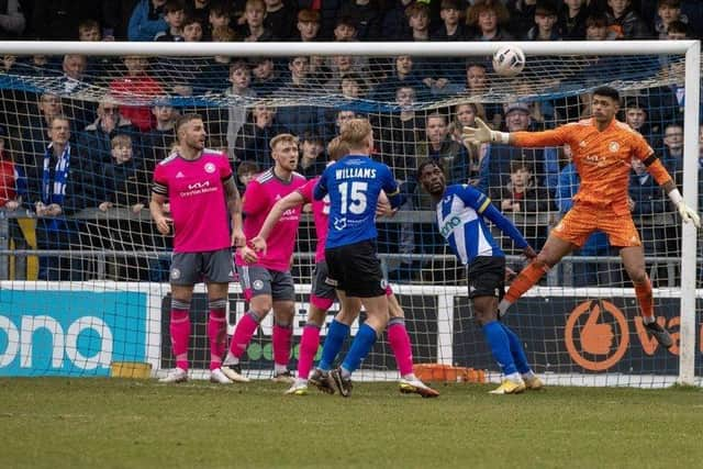 Boston United were beaten five minutes into stoppage-time after a battling defensive display.