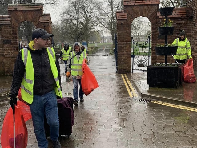 Volunteers tackle Central Park in Boston.