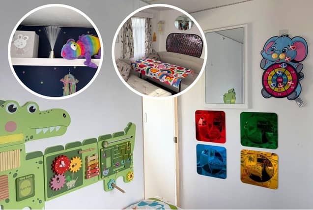 Some of the autism-friendly sensory features added to the children's room.