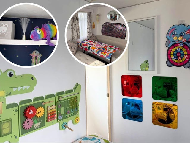 Some of the autism-friendly sensory features added to the children's room.