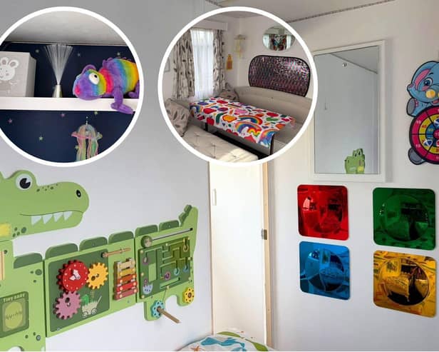 Some of the autism-friendly sensory features added to the children's room.