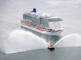 Britain’s largest and most environmentally-friendly cruise ship,  Iona, arrives into her home port of Southampton ahead of her naming ceremony